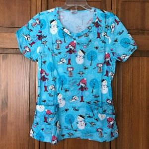 Dickies snowman scrub top